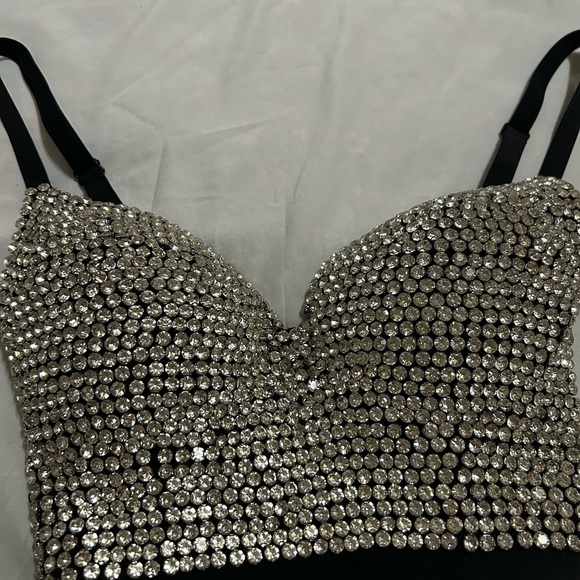 Glamorous Silver and Black Embellished Camisole - Picture 2 of 4